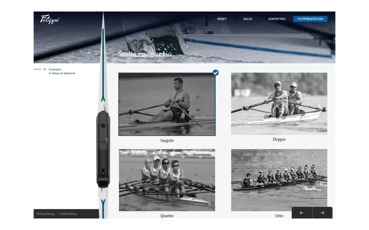 Configuratore barche da canottaggio per Filippi Boats