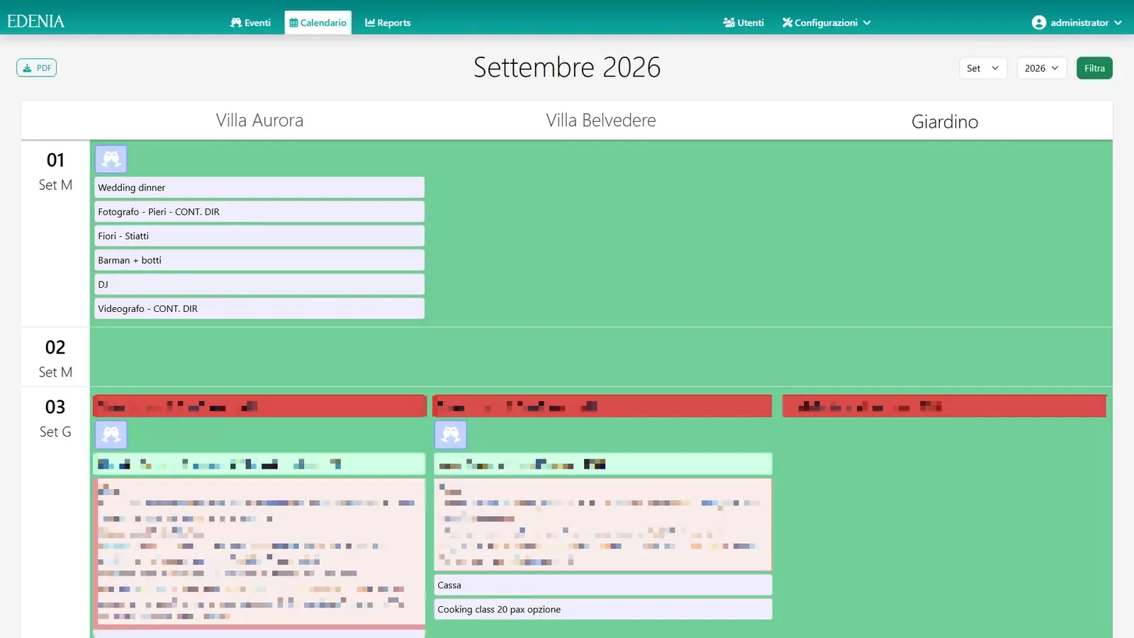 Edenia gestionale wedding calendario