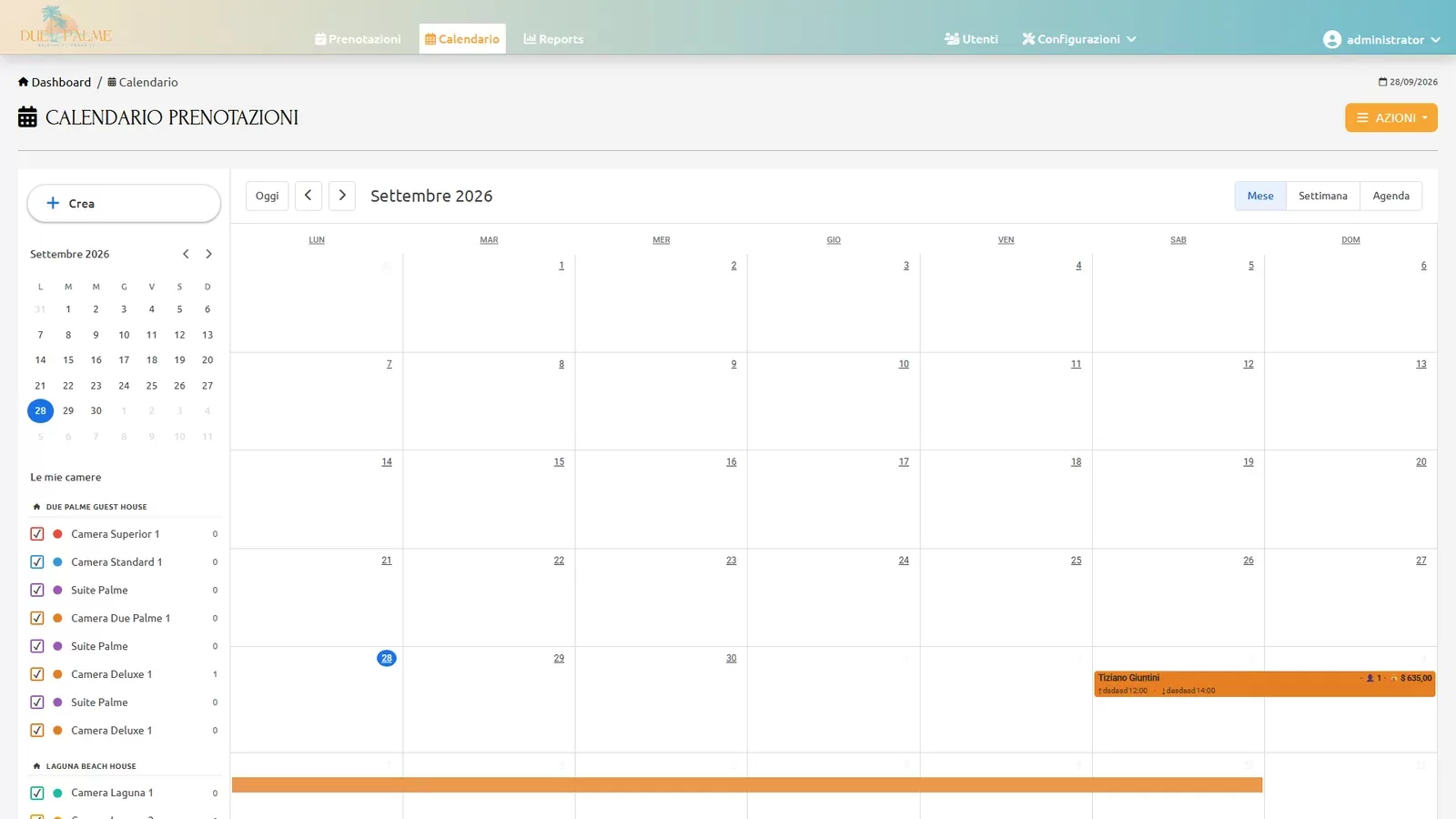 Gestionale viaggi maldive calendario